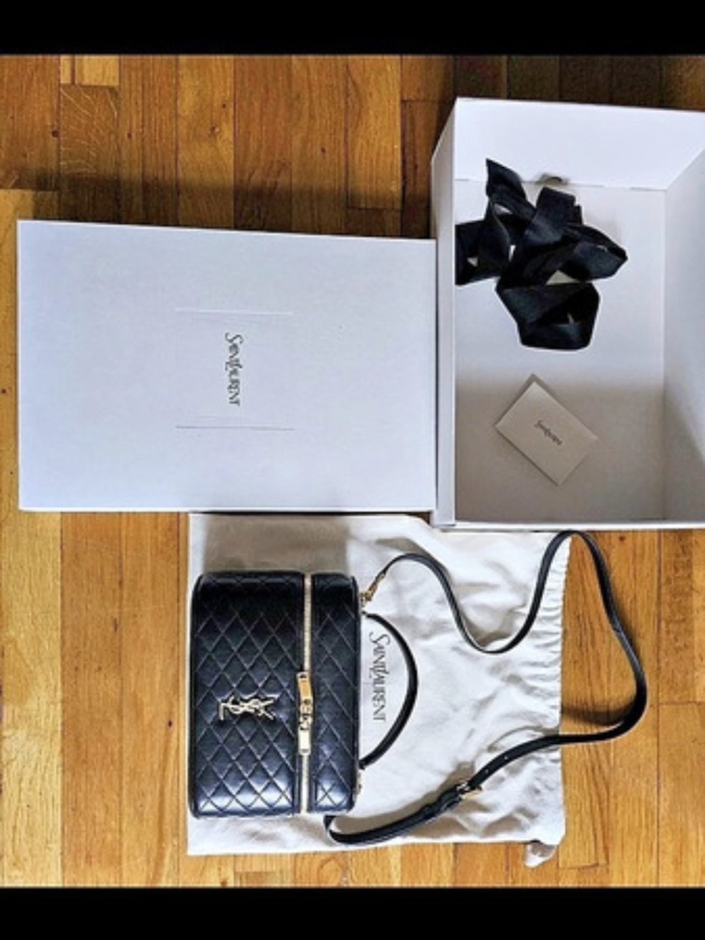 Saint Laurent Large Gaby Quilted Lambskin Leather Vanity Case Black